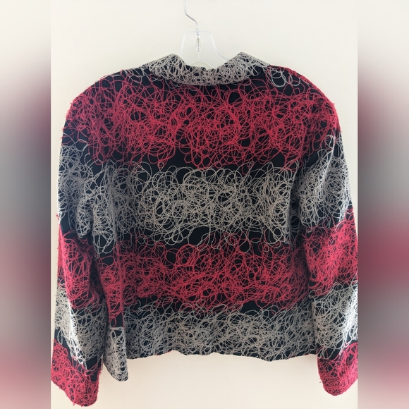 Joseph Ribkoff Swing Knit String Jacket Gray and Red Size US 20 - Picture 4 of 6